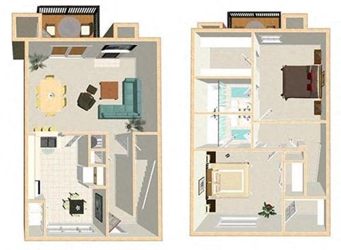 Floor plan for 2 beds, 2 baths, 1316 sqft